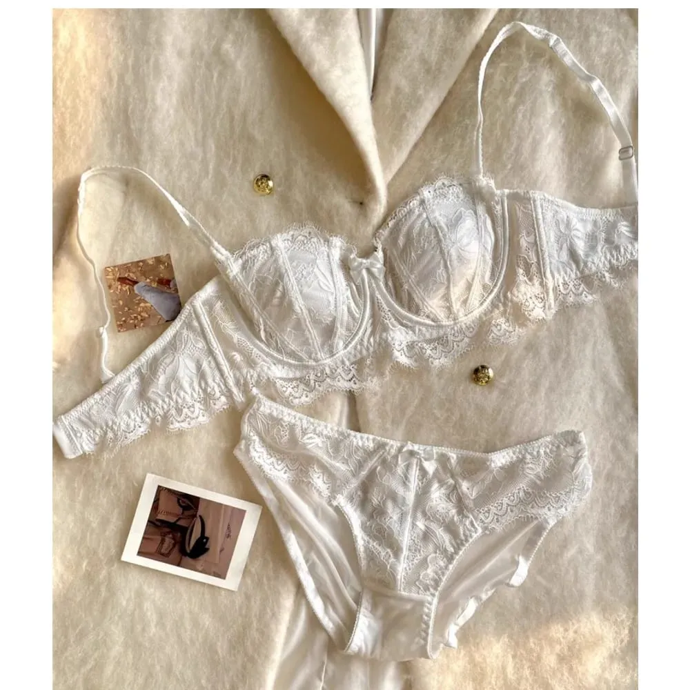 French Half Cup Rabbit Ear Bra Set Hot Sale Strapless Non‑Slip Minimizer Side Support Anti‑Sag 32‑38 Women Lingerie — image 4