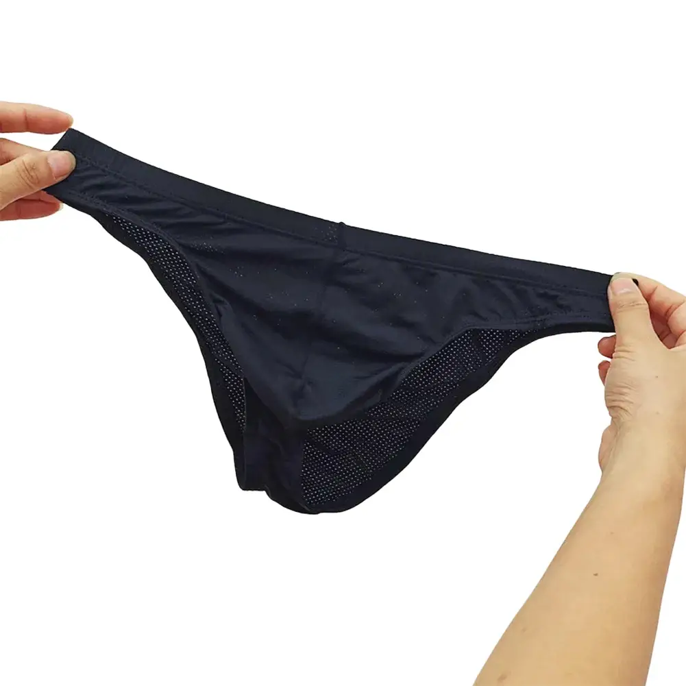 Sexy Skin Color Men Low Waist Mesh Breathable Jockstrap Pouch Half Hip Underwear Briefs Daily Fashion Panties — image 11