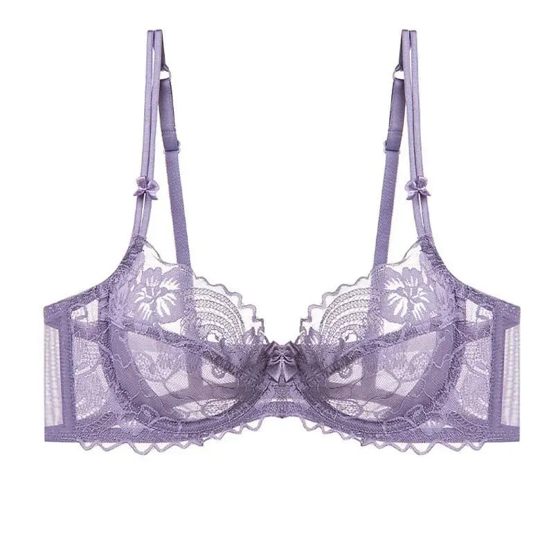 Victorian Lace Purple Underwear Set Soft Underwire Bralette Ultra Thin Anti-sagging Elegant Female Underwear Set — image 3