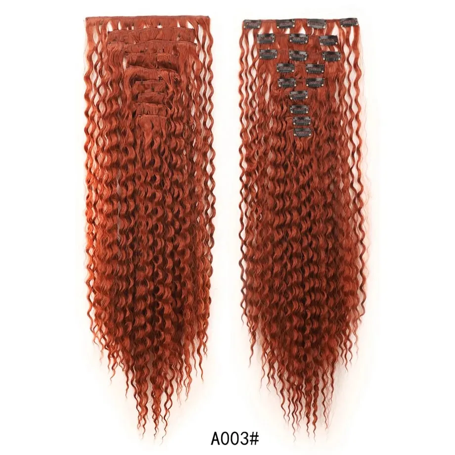 9pcs Clip in Hair Extensions 22 Inch Curly Wavy Hair Extension Loose Long Soft Synthetic Hairpieces for Women Daily Hairstyle — image 11