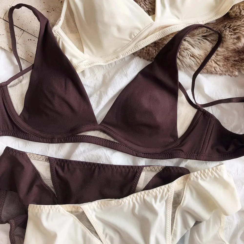 French Sexy Deep V Push Up Bra Set Women Ultra Thin Seamless Underwear High Quality Comfort Bralette Hollow Intimates Lingerie — image 3