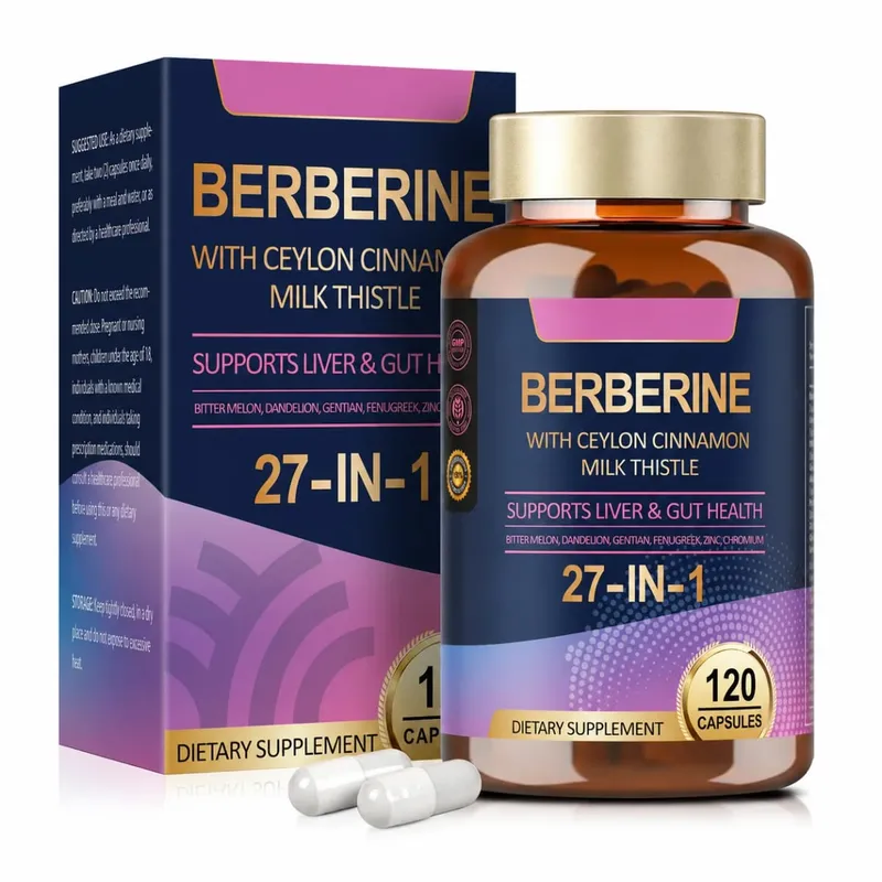 27 in 1 Berberine Supplement with Ceylon Cinnamon Milk Thistle for Liver Gut Health Immunity Men & Women 120 Vegan Capsules — image 8