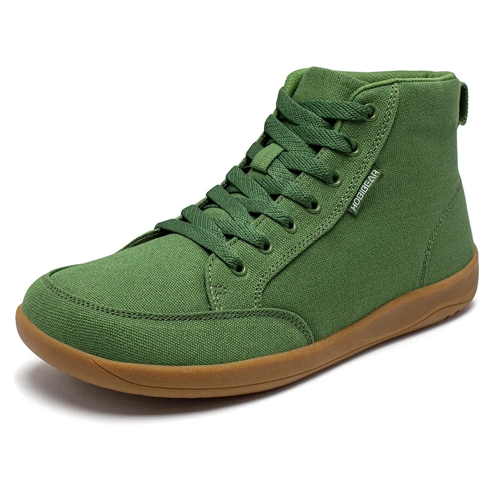 Mid-Top Barefoot Shoes Unisex Wide Toe Box Canvas Sneakes Zero Drop Lace Up Outdoor Walking Shoes — image 2