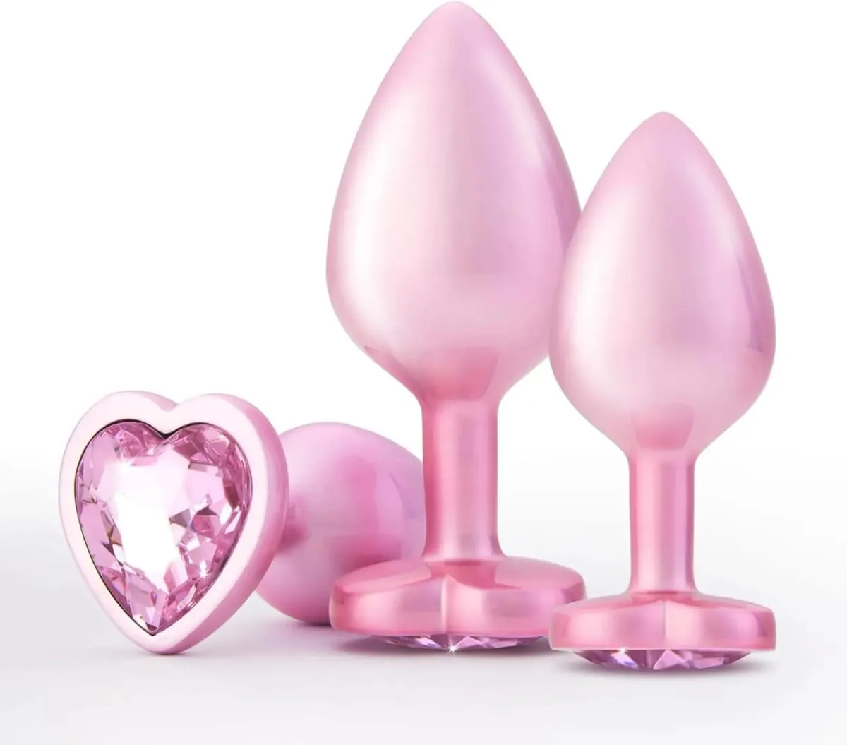 Crystal Diamond Heart Base Metal Butt Plug 3 Sizes Anal Plug Anal Trainer for Beginners Unisex Prostate Massage Adult Sex Toys — image 1