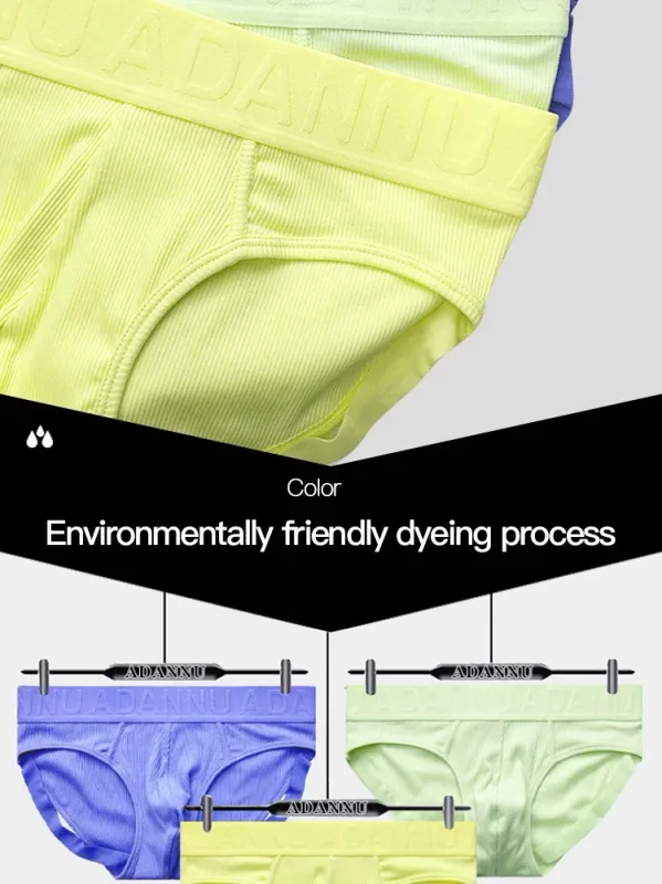 1PCS Solid Color Ribbed Male Briefs ADANNU Embossed Logo Elastic Waist Stretch Comfort Daily Bikini Underpants AD759 — image 11