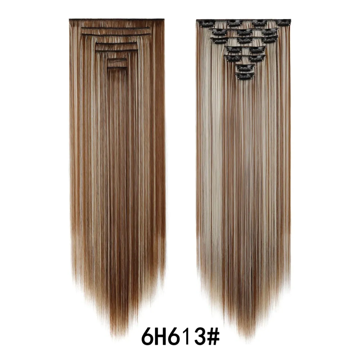 24 Inch Clip-in Hair Extensions 7 Pcs Long Straight Synthetic Hair Extensions Invisible Clip-ins Hairpieces for Women Daily — image 23