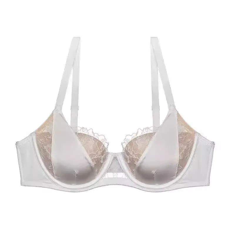 Conjunto de Lingerie Renda Bordada Sexy Para Mulheres Sutiã Minimizador Arame Macio Anti Flacidez Confortável Uso Diário — image 10