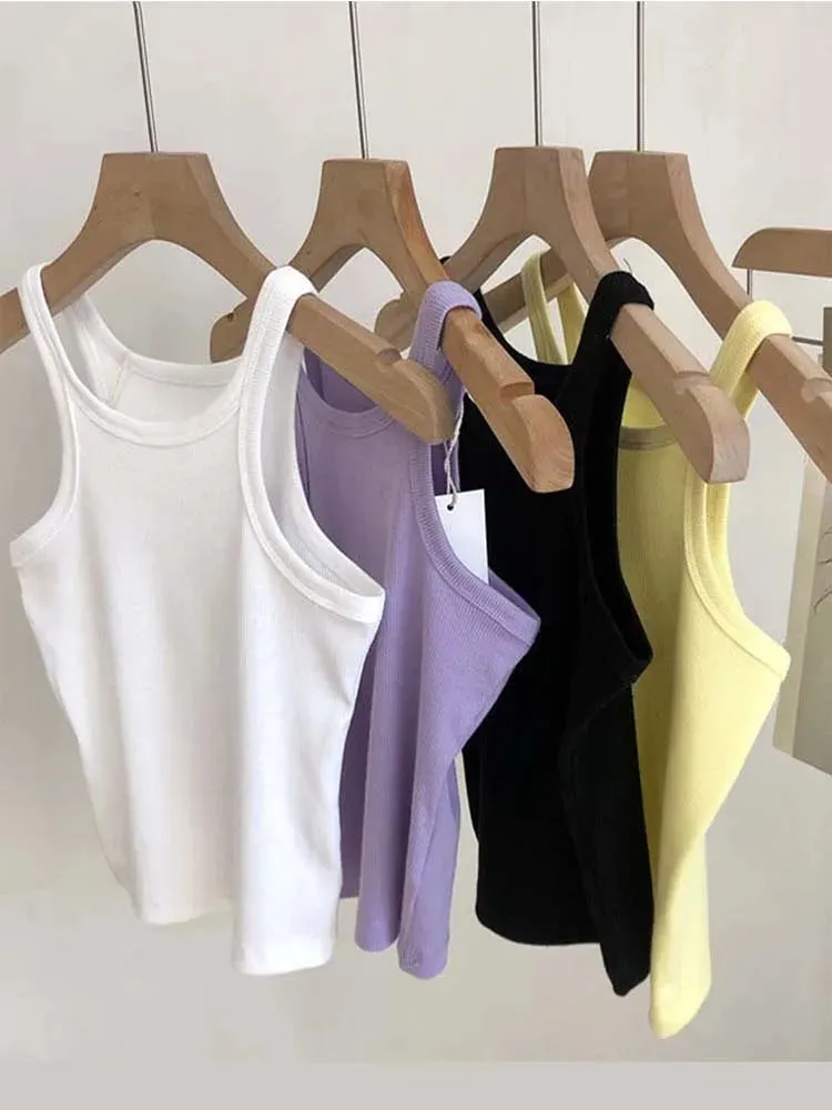 2024 Canotte da donna Canotte sexy ritagliate Top femminile Canotta estiva da donna Camis Abiti sportivi bianchi neri per le donne