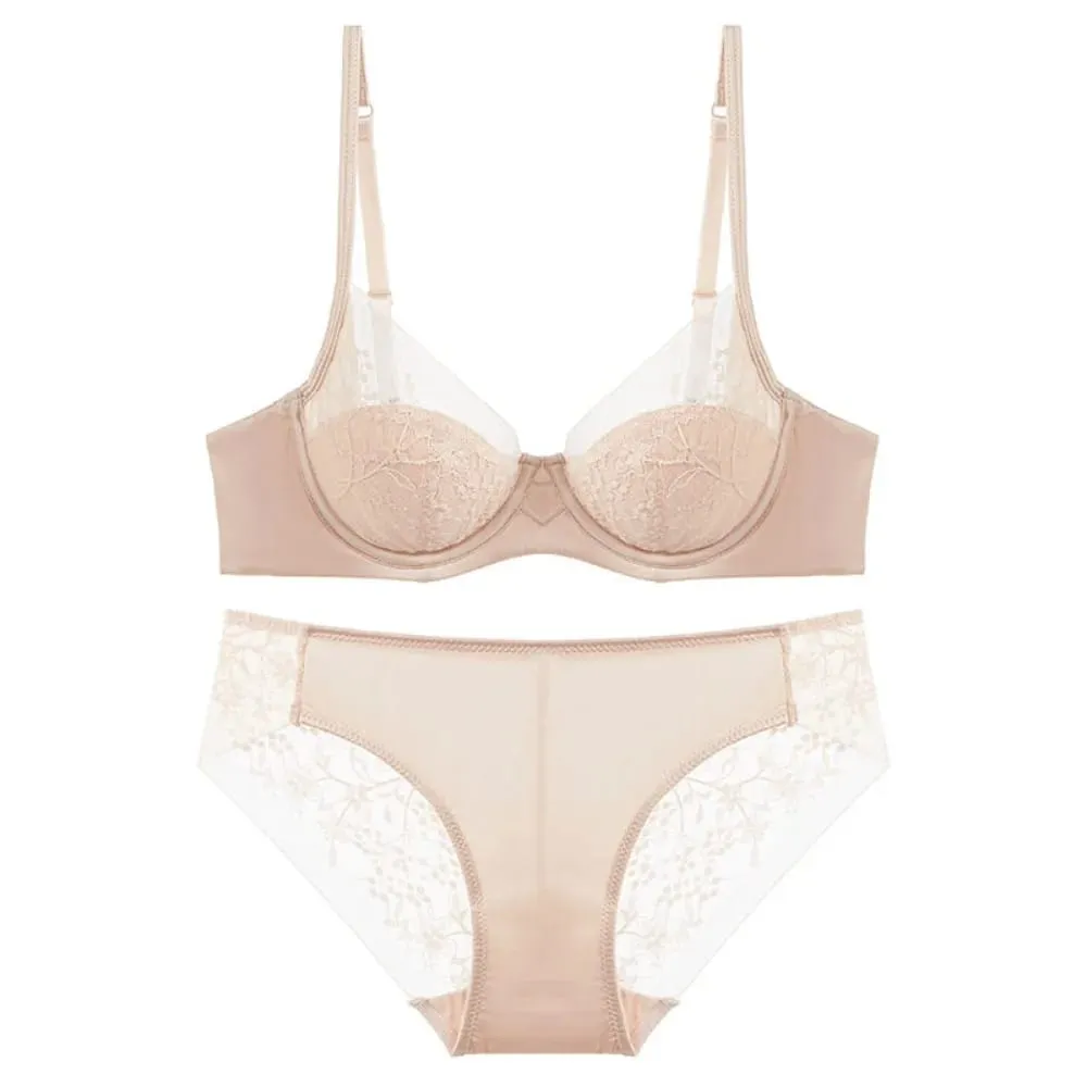 Vrouwen Kanten Lingerie Set Dunne Cup Minimizer Bh Panty Kit Volledige Dekking Ademende Intimates voor Grote Borsten Mode Dagelijks Ondergoed — image 4