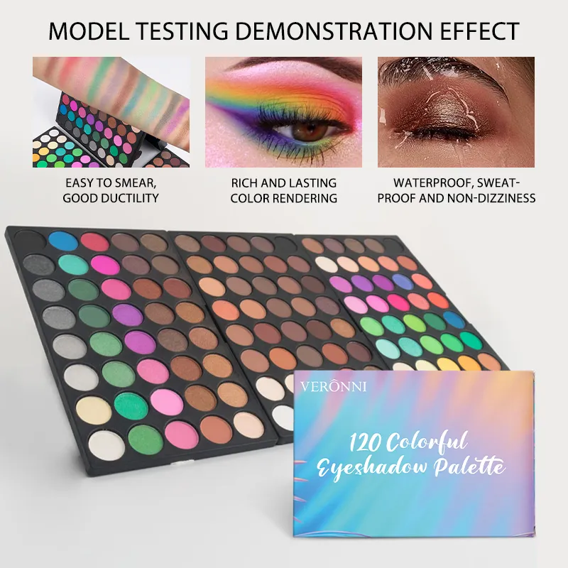 120 Colors 3-Layer Eyeshadow Palette All-in-One Matte & Shimmer Makeup Kit Long-Lasting Highly Pigmented Cosmetic Gift — image 6