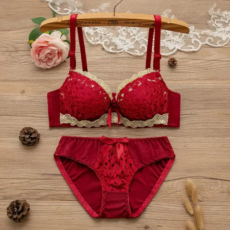 Women Underwire Sexy Lace Bra&Panty Shape‑Adjustable Push‑Up Bra For Small Bust Young Girls Anti‑Sagging Support Lingerie Set — image 10