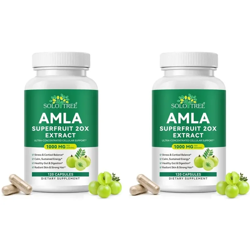 Amla Superfruit 20x Extract Capsules with Phyllanthus Emblica for Promotes Calm Energy Digestive Health Radiant Skin/Hair 120Ct — image 8