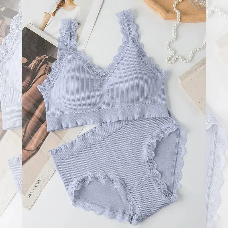 2025 Seamless Lace Back Bra Set U-Shape Sexy V-Neck Women's Underwear Full Cup Fixed Strap Home Clothes No Brand Registered — image 15