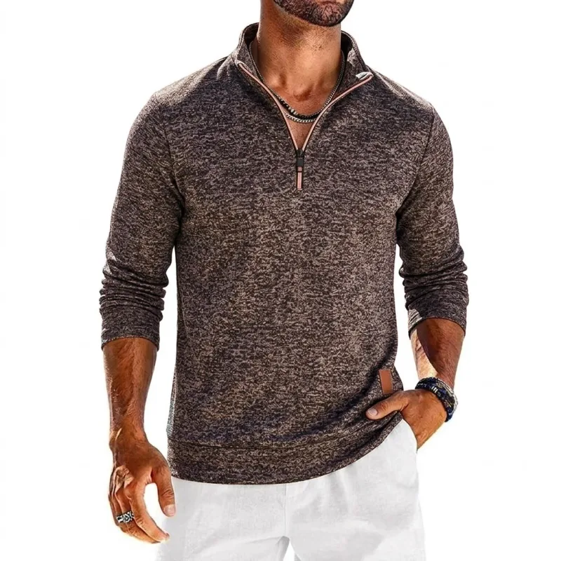 Long Sleeve Quarter Zip Men's Sweatshirt Solid Pullover Man Zip Up Hoodies for Man Casual Mens Coats Male Sweatshirt Poleron Men — image 8