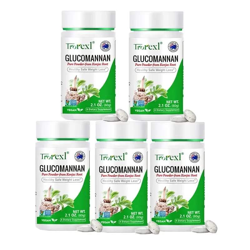 100 Stück Glucomannan-Pulver zur Gewichtsreduktion | Vegan & Vegetarisch | GVO-frei, glutenfrei
