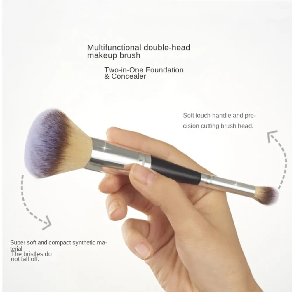 Rounded Taperd Dual-ended Foundation Brush Short Hair Flawless Makeup Brushes Oblique Concealer Brush for Liquid Cream Powder — image 1