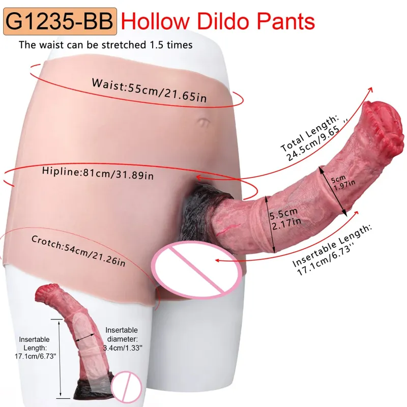 9.65‘’ Large Penis Sleeve насадка на член Pants 18+ Men Sex Toy Wearable Soft Realistic Hollow Dildo Panties Adult Supplies