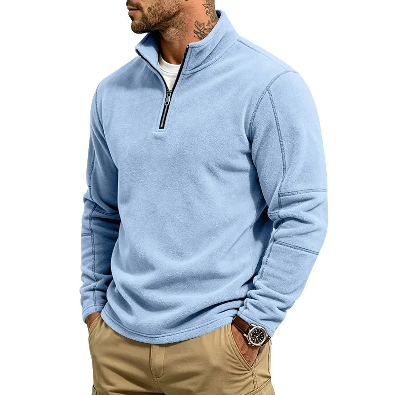 Men's Quarter Zip Polar Fleece Pullover Stand Collar Long Sleeve Casual Warm Sweatshirt For Autumn Winter Daily Commute Wear — image 19