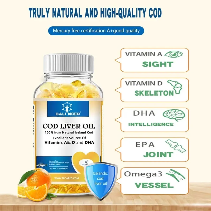 Přírodní tobolky s olejem z tresčích jater - bohaté na omega-3 EPA DHA vitamín A D - podporuje imunitní systém srdce, mozek, klouby a zdraví očí — image 3