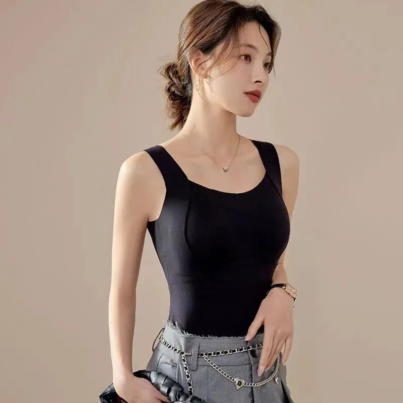 Womens Thermal Vest With Built In Bra Seamless Warm Lined Tank Top For Inner Winter Bottoming Top Friendly Intimate Lingerie New