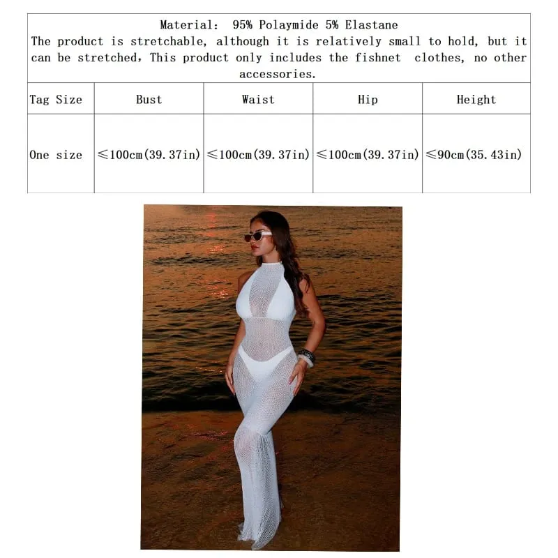 Women Summer Bodycon Dress Beach See Cover Up Hollow Out Beachwear Without Underwear Sheer Mesh Fishnet Music festival Swimsuit — image 5