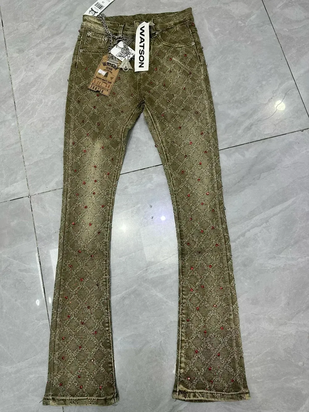 2026 Men's Multi-Pocket High Street Quality Slim Fit Skinny Long Denim Flared Men Yellow Red Pink Jeans Pants — image 15