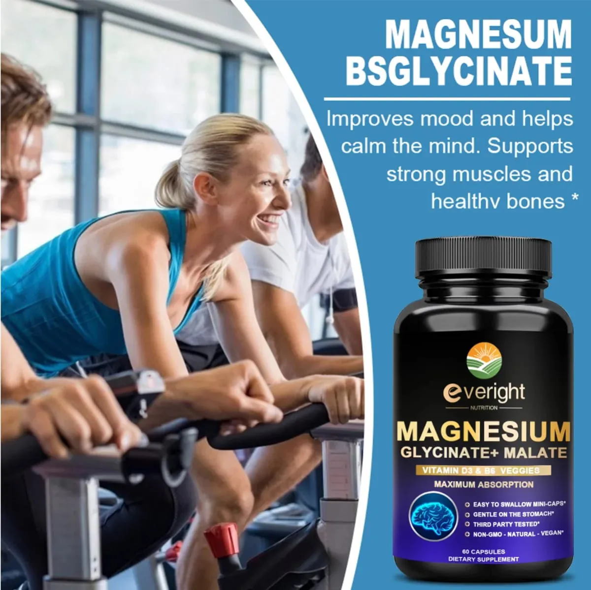 Magnesiumglycinat med hög absorption - Stödjer sömnhumörmusklerna Hjärt- och nervsystemets hälsa — image 4