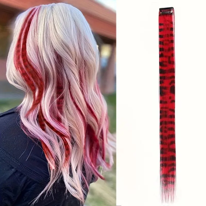 Rainbow Colored Feather Clip In Hair Extensions 18inch Synthetic Hair Piece Y2K Fashion For Women Girls Cosplay Party Halloween — image 17