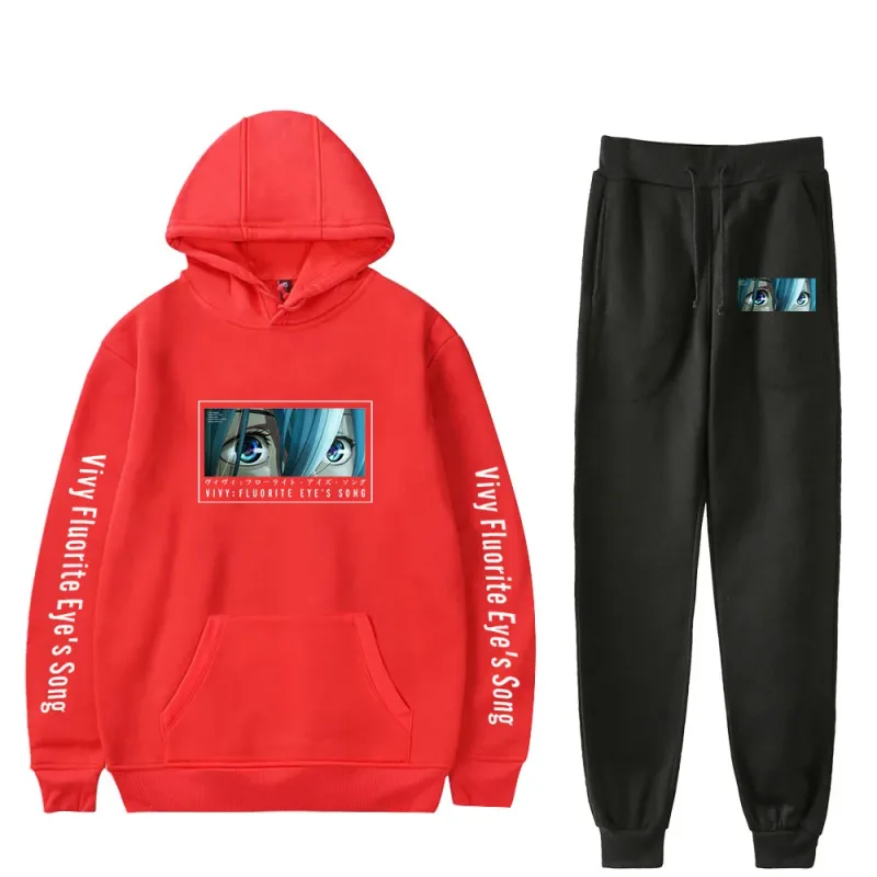 Harajuku Comfortable Vivy Fluorite Eye's Song Print Sweatshirt Sweatpants Hoodies+ Trousers Suit Boys/Girls 2 Piece Set Clothes — image 7