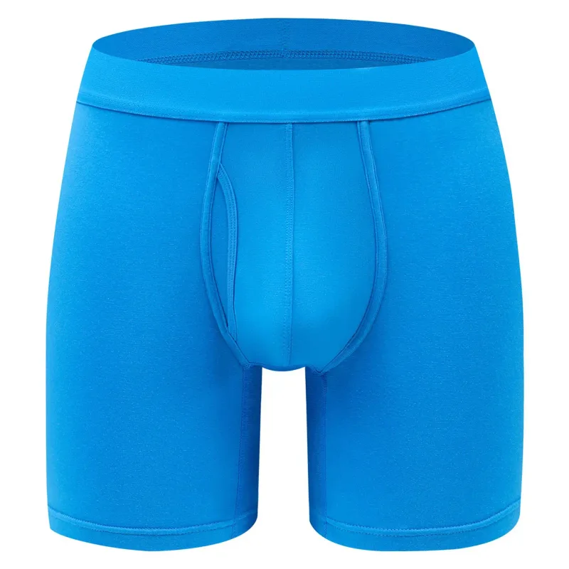 Big Pouch Men Bamboo Fiber Boxer Briefs Breathable Underwear With Fly Opening Mid Waist Sports Trunks Moisture Wicking Soft Cool