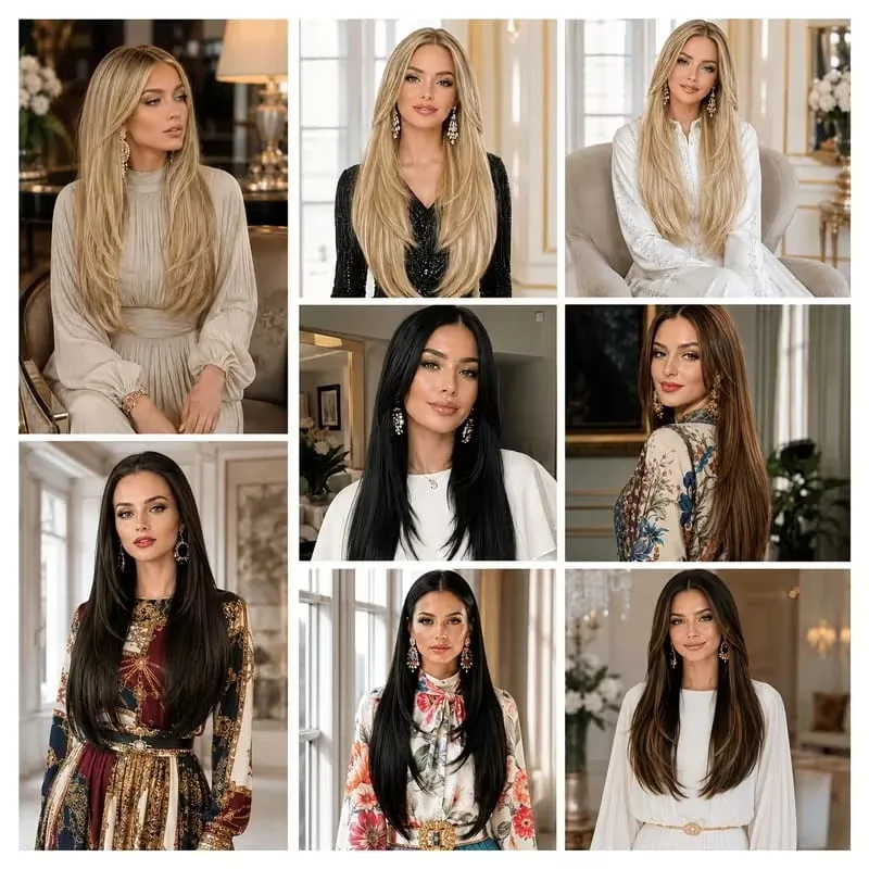 22Inch Synthetic Long Straight Multi Layer Hair Extension BB Clip Style Fiber Hairpiece for Women Daily Wear Confident Elegant — image 7