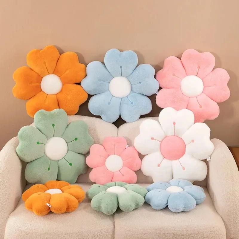 Plush Pillow Comfortable Daisy Flower Shaped - Cute Decorative Pad for Bed and Sofa Soft Polyester Fabric — image 7