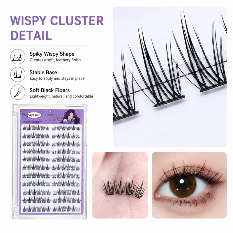 Gege Bear No Glue False Eyelashes Self Adhesive Lash Clusters Wispy Sunflower Style Natural Doll Eye Easy Apply Makeup — image 7