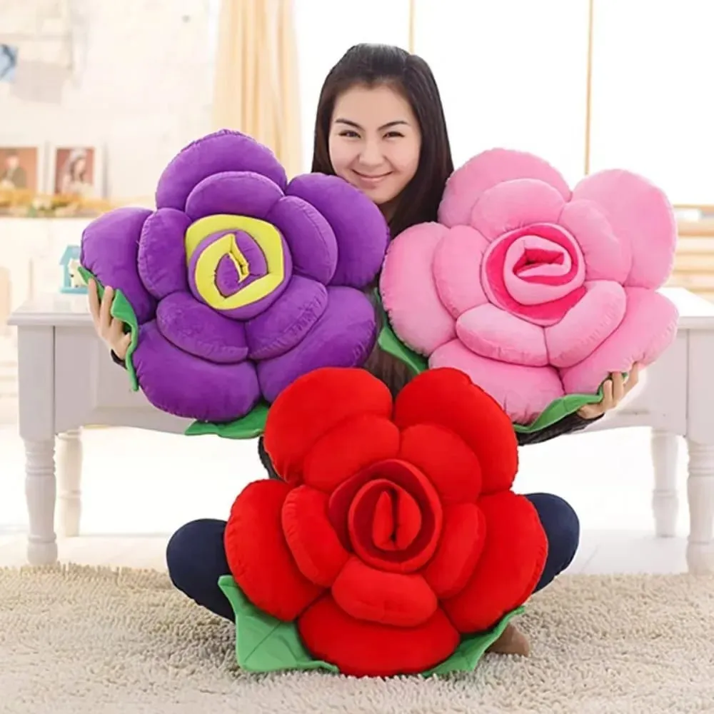 New Large Rose Shaped Pillow Plush Colorful Sofa Flower Cushion Simulated Car Interior Cushion Wedding Party Supplies