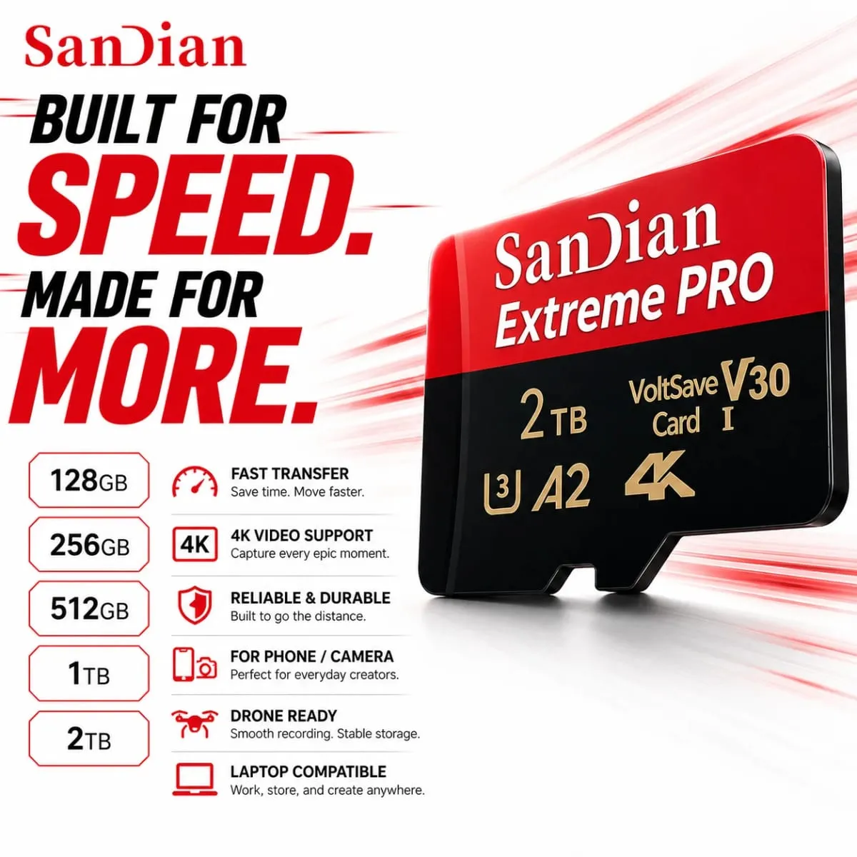High-Speed 128GB Micro TF Card Class10 256GB Flash Card 512GB Memory Card for Smartphone Tablet — image 1