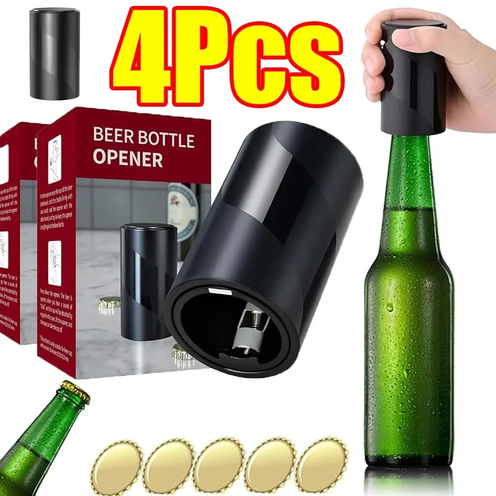1-4Pcs Beer Bottle Opener Push Down Bottle Small Portable Opener Automatic Beer Opener for Home Party Bars Picnic Camping Hiking — image 2