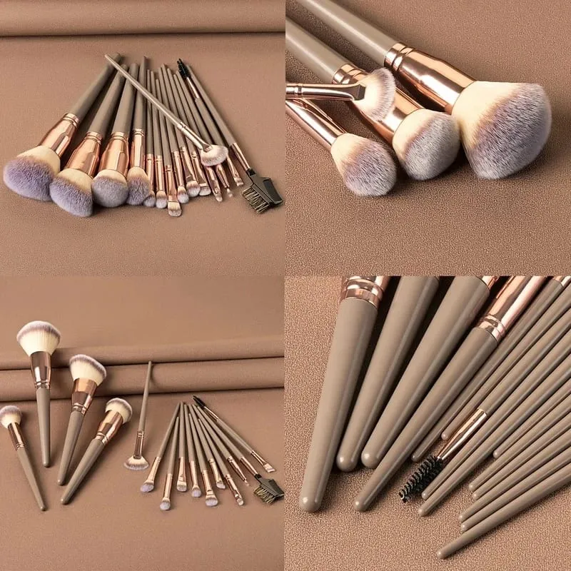 15-Piece Makeup Brush Kit Portable Vegan Cosmetic Brush Set with Travel Bag Soft Synthetic Hair Face Eye Beauty Tools