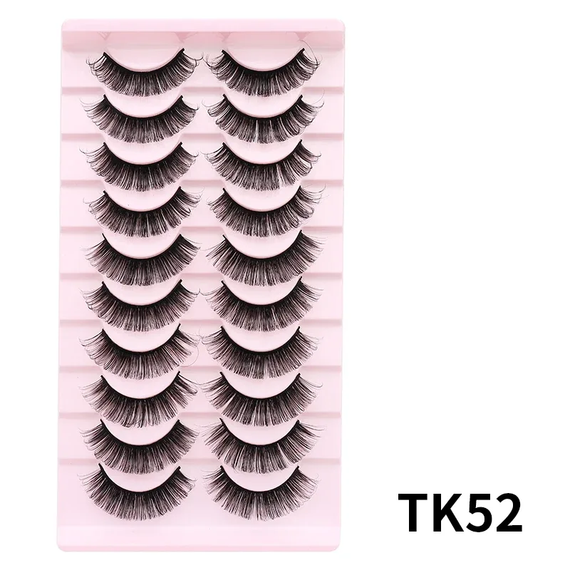 10 párů Russian DD Curl Bulk Fluffy Strip Lashes Přírodní měkké umělé řasy Opakovaně použitelné ručně vyrobené řasy pro každodenní a párty — image 34