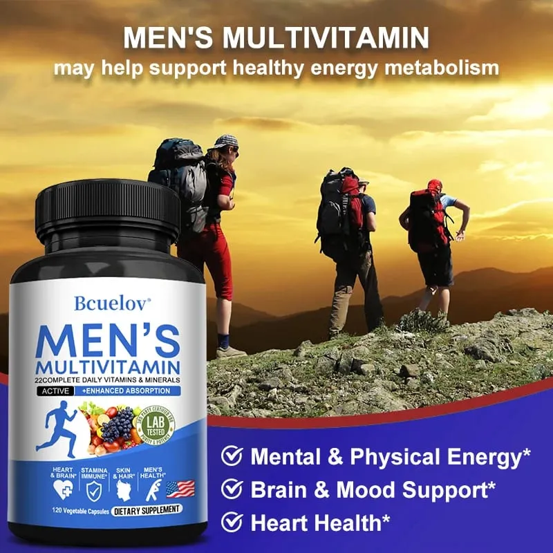 Multivitamin for Men - Daily Multivitamin for Energy Focus & Brain Men's Health Complex Non-GMO120 120 Vegetarian Capsules — image 2