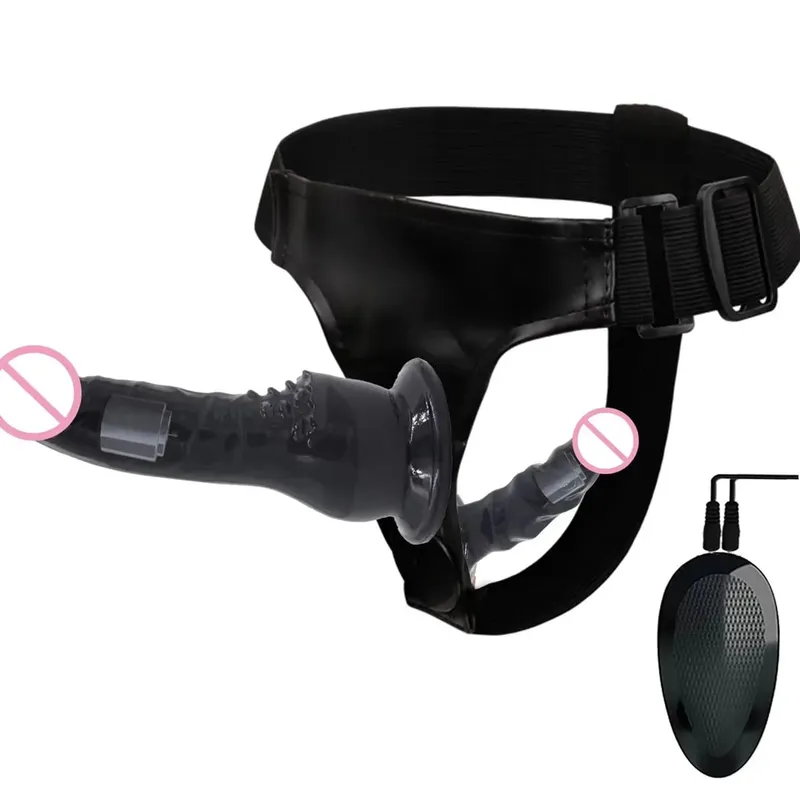 Vibrating Double Penetration Strap On Dildo Harness Adjustable Belt Dual Ended Anal Plug Sex Toy for Couples Remote Control A — image 12