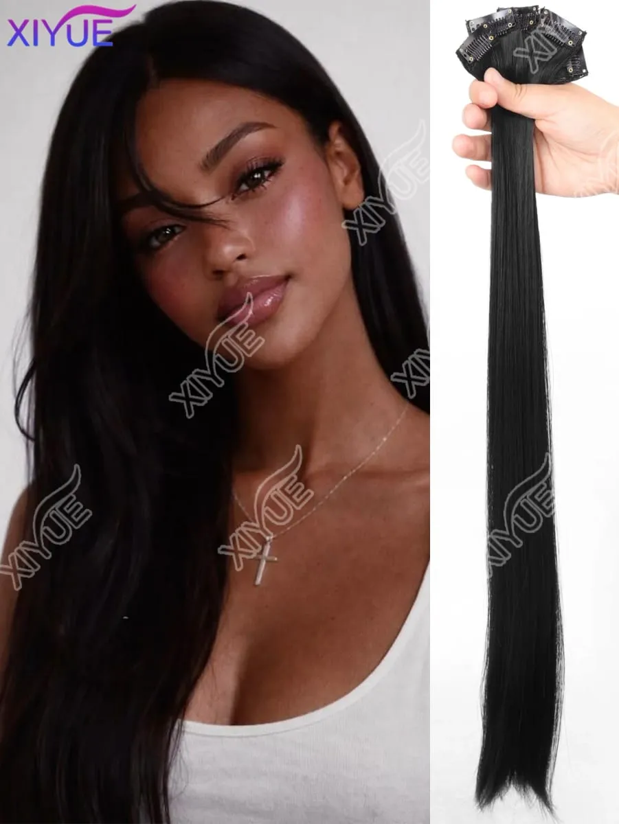 24 inch synthetic hair extension Wig patch invisible seamless for women 5-piece set straight to increase hair volume