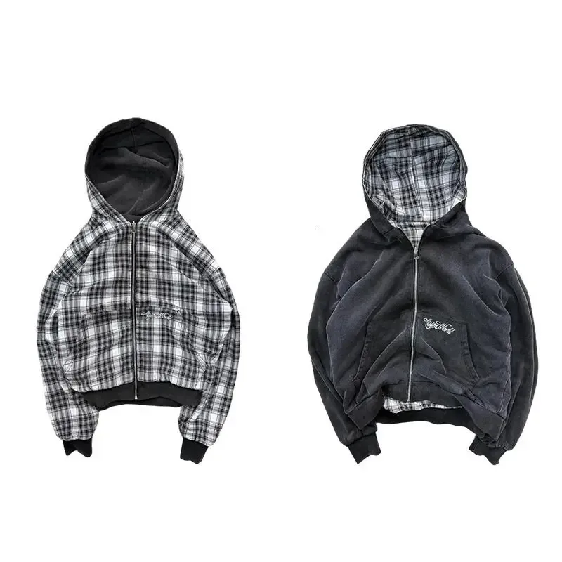American Retro Rock Gothic Graphic Fur Collar Loose Zipper Sweatshirt Men's Y2K New Harajuku Punk Casual Joker Hoodie Streetwear — image 5