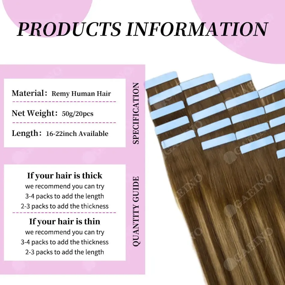 12A Tape In Hair Extensions 100% Remy Human Hair Pre-taped Skin Weft Adhesive Strips For Women Salon Use High Quality 14-22 Inch — image 3