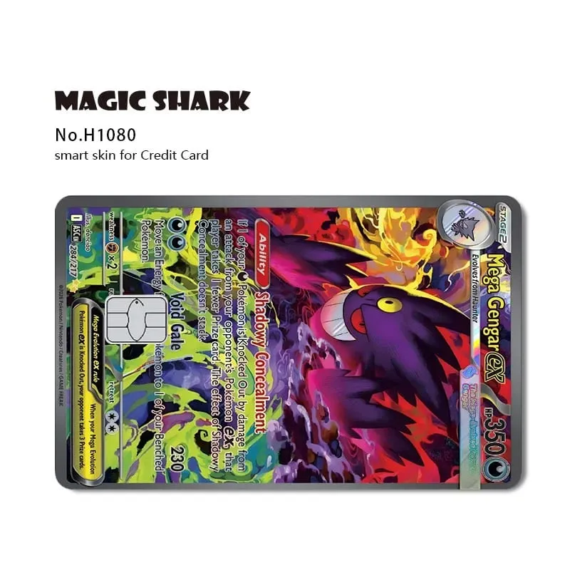 Magic Shark Mew Charizard EX Eevee Gengar Pikachu TCG Card Holographic Laser Skin Film Sticker for Bank Credit Card — image 18