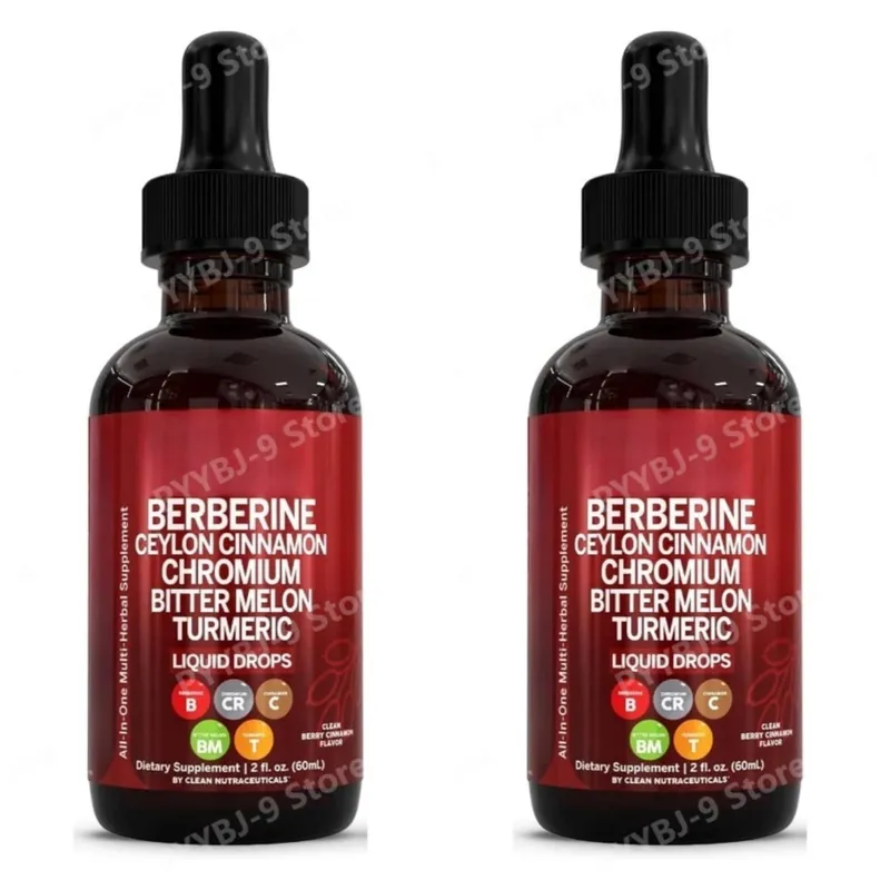 Berberine Chromium Turmeric & Ginseng 2oz Liquid Drops Organic Herbal Supplement for Wellness Supports Healthy Balance — image 7