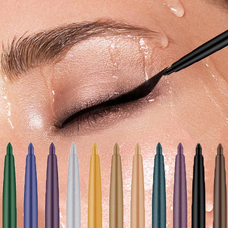 Waterproof Black Brown Eyeliner Gel Pencil Matte Smooth Quick Dry Easy Wear Pearlescent Eyeshadow Eye Liner Pen Makeup for Eyes — image 1