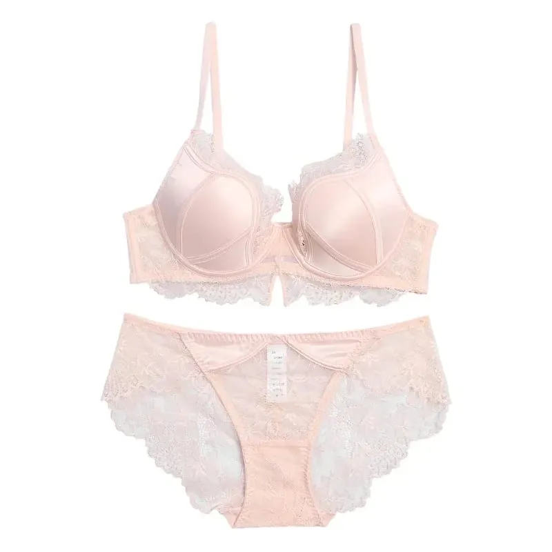 Sexy Lace Deep V Lingerie Set with Steel Ring Support Hollow Out Push Up Bra & Panty — image 8
