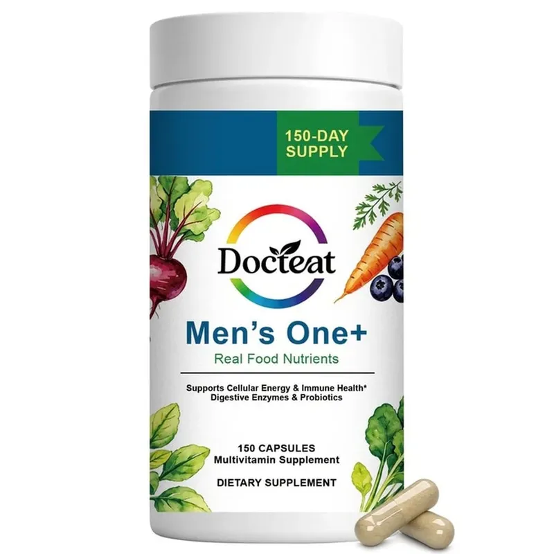 Docteat Men's One+ Real Food Nutrients Capsules with Vitamins & Minerals for Energy Immune & Digestive Support Men 150 Capsules — image 8