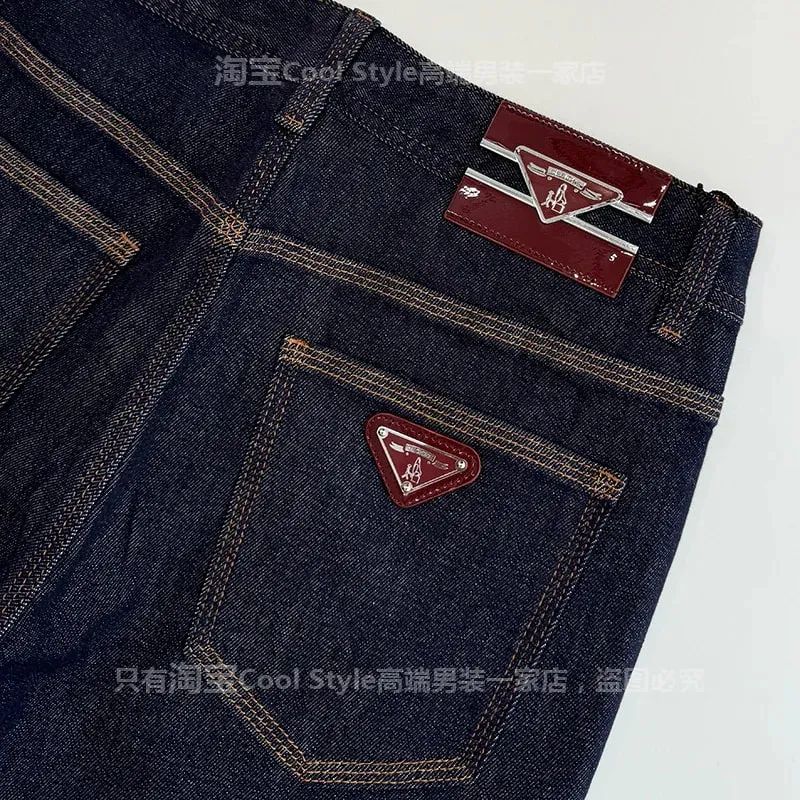 Light luxury trend high-end jeans men's slim fit small feet versatile elastic original color denim long pants — image 6