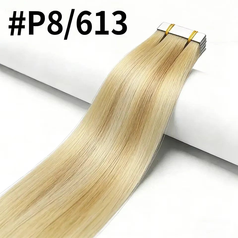 Blonde 613 Straight Tape In Human Hair Extensions 100% Human Hair Skin Weft Invisible Tape In Hair Extension 50g/20pcs For Woman